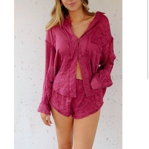Free People intimately time crinkle pajama set / small